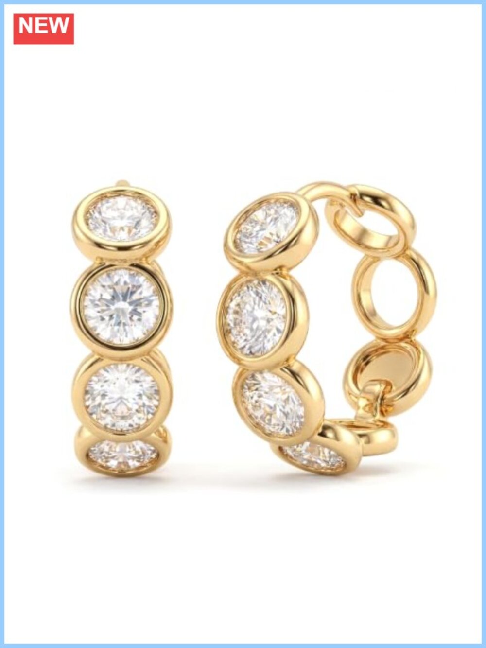 14K Gold Plated CZ Huggie Hoop Earrings Dainty Minimalist Hypoallergenic